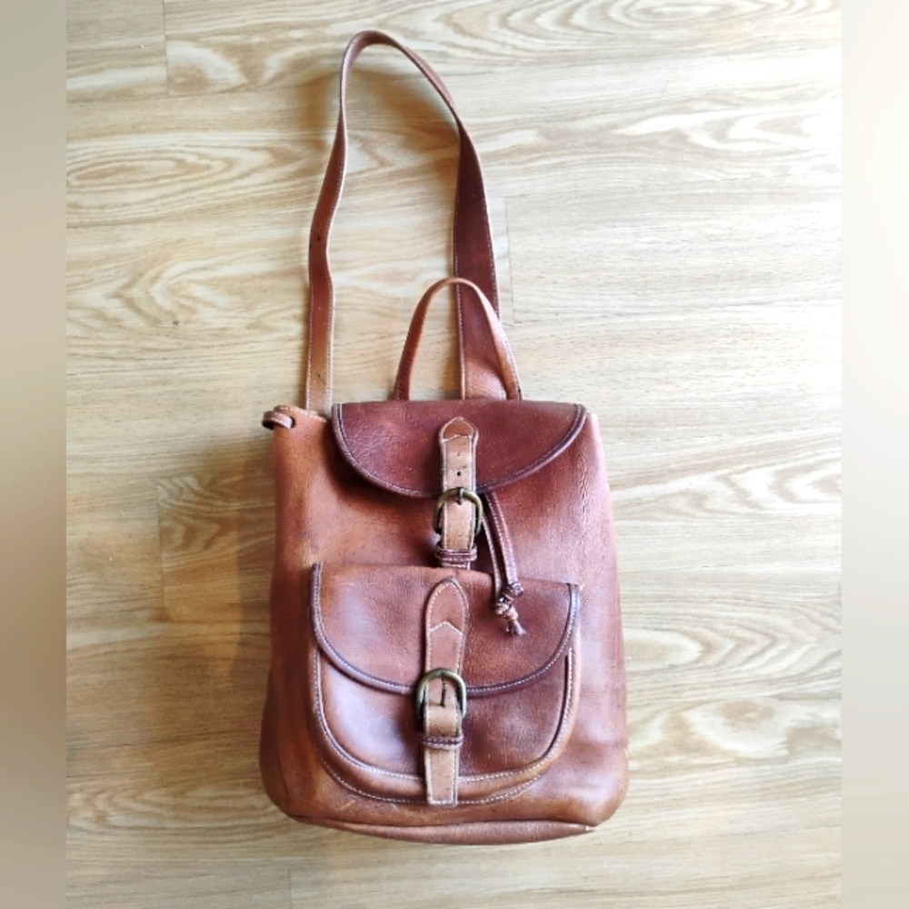 Vintage Village Tannery NYC Large Cowhide Leather Backpack
